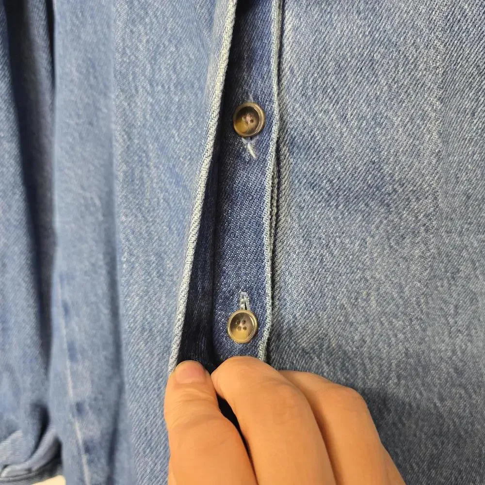 NWT Zara Women's Denim Blouse with Puff Sleeves large - Picture 5 of 5